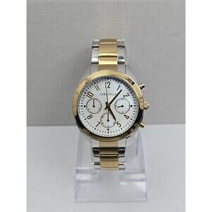 Caravelle by Bulova Womens Two Tone Chrono Watch Mother of Pearl New Battery